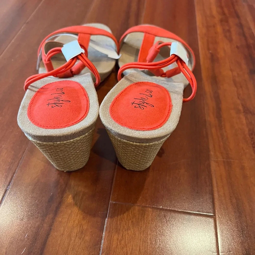 Espadrille Wedge Sandals‎ Red Orange Style & Co Mulan Shoes Woven New Sz 10M 10